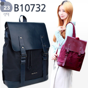 B10732 Vegan Sustainable Leather and Nylon Backpack Korean Bag